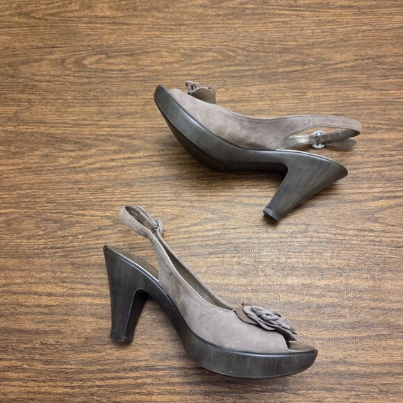 DANIELE TUCCI Women's Brushed Suede Leather Upper Open Toe Slingback Heels 7.5M - Picture 9 of 15